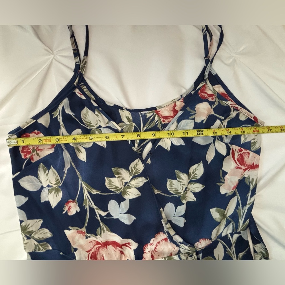 Blue Floral Faux-Wrap Dress, Medium, NWOT - Picture 9 of 12